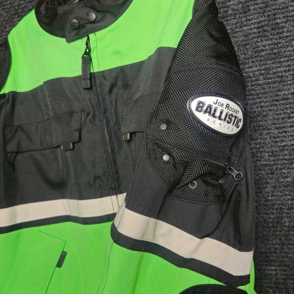 Joe Rocket Ballistic Series Motorcycle Jacket Green Black Mens XL w/Padded Armor